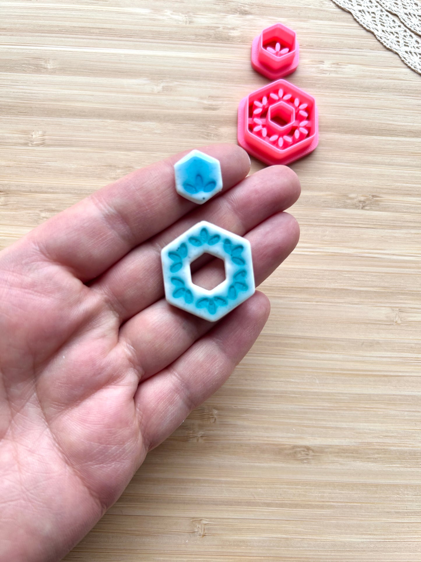 Ceramic Azulejo style earring clay cutter, Faux ceramic polymer clay cutter set