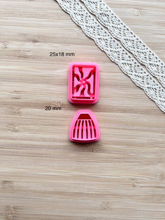 Ceramic Azulejo style earring clay cutter, Faux ceramic polymer clay cutter set