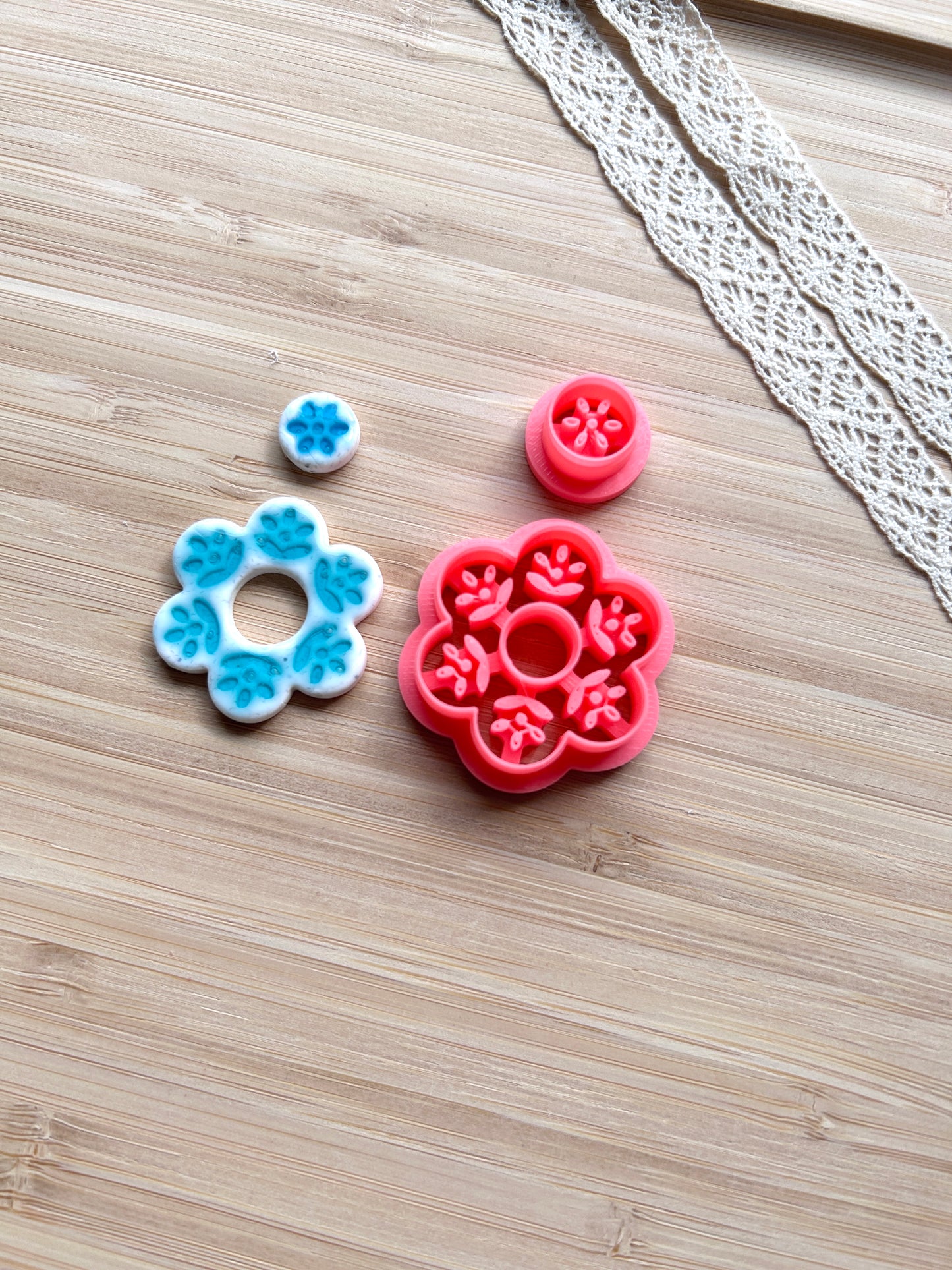 Ceramic Azulejo style earring clay cutter, Faux ceramic polymer clay cutter set