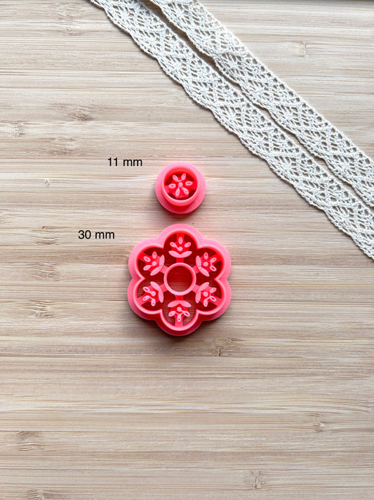 Ceramic Azulejo style earring clay cutter, Faux ceramic polymer clay cutter set