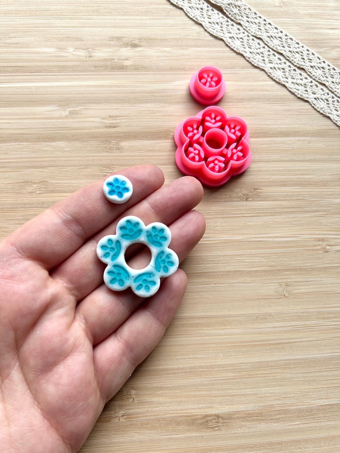 Ceramic Azulejo style earring clay cutter, Faux ceramic polymer clay cutter set