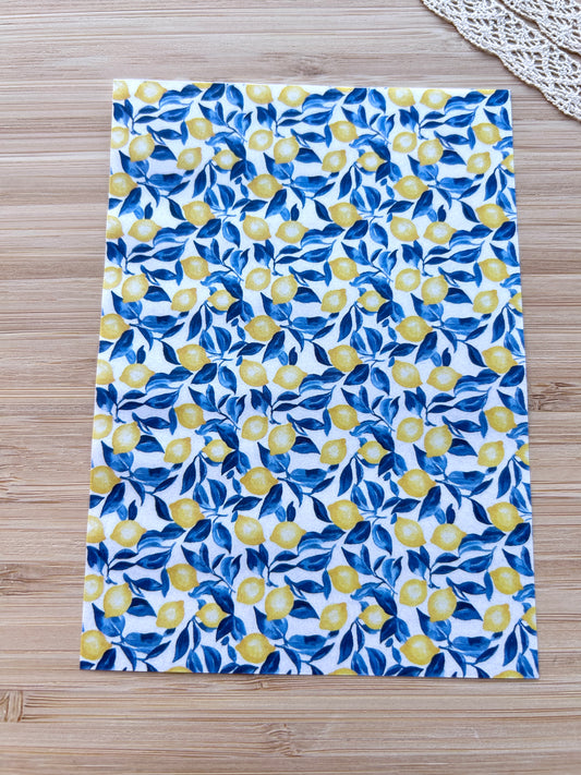 Water soluble transfer paper for polymer clay, Lemon pattern transfer paper