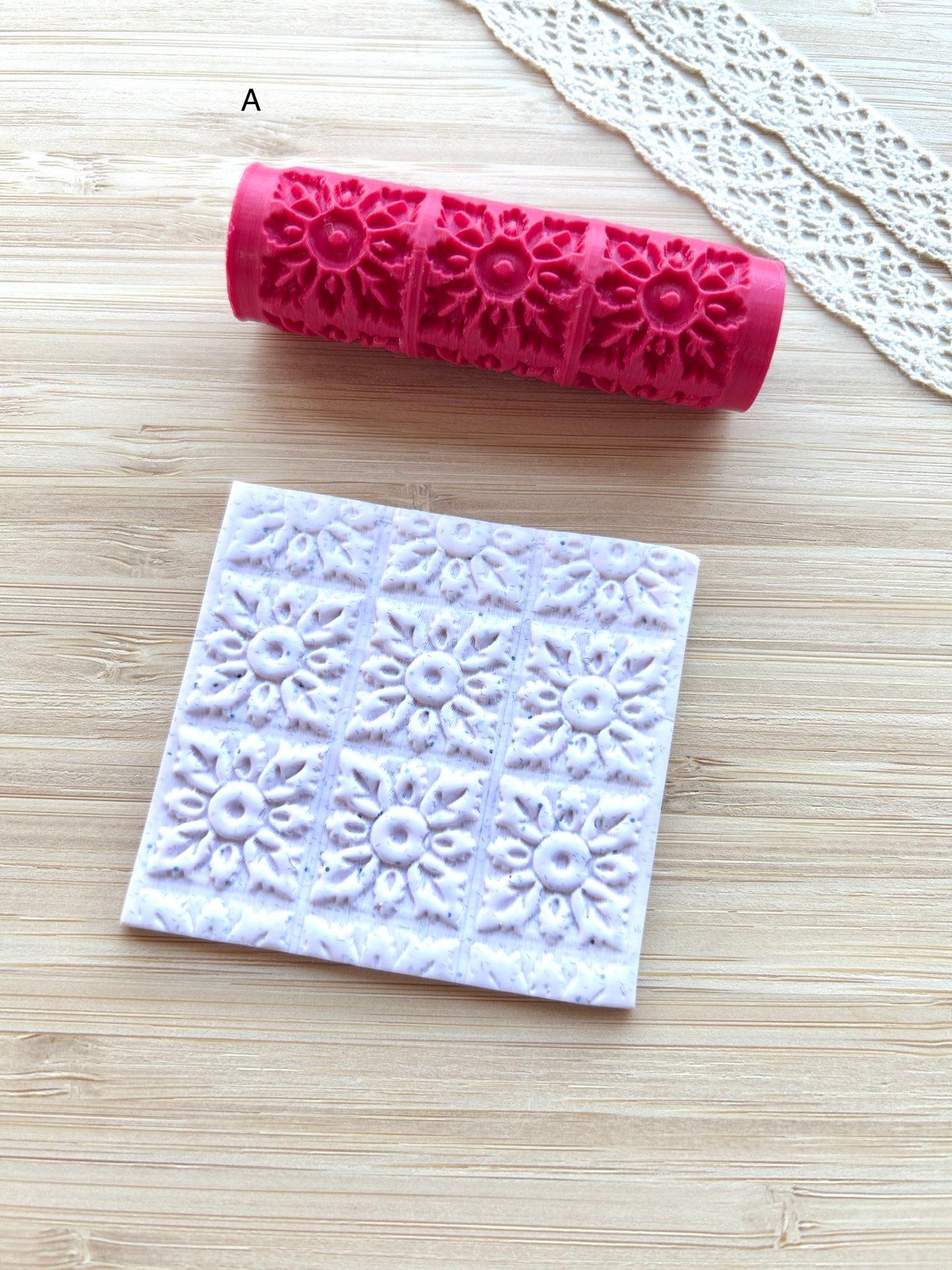 Portuguese tile mini texture roller, Mini pattern roller for polymer clay