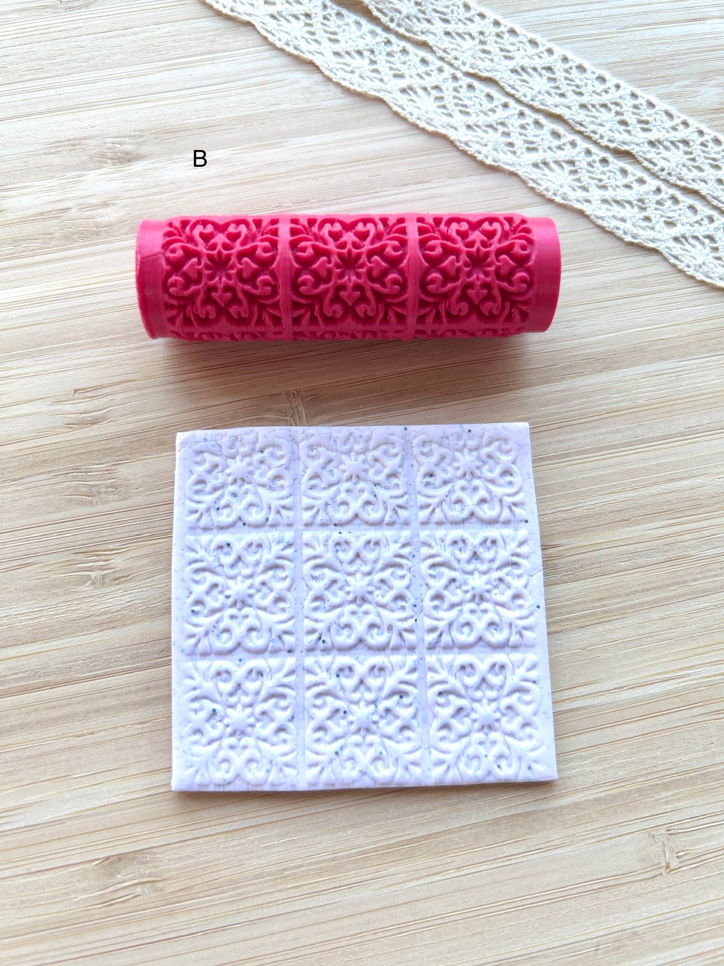 Portuguese tile mini texture roller, Mini pattern roller for polymer clay