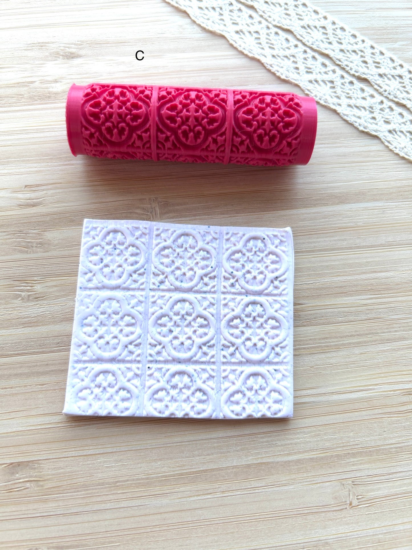 Portuguese tile mini texture roller, Mini pattern roller for polymer clay
