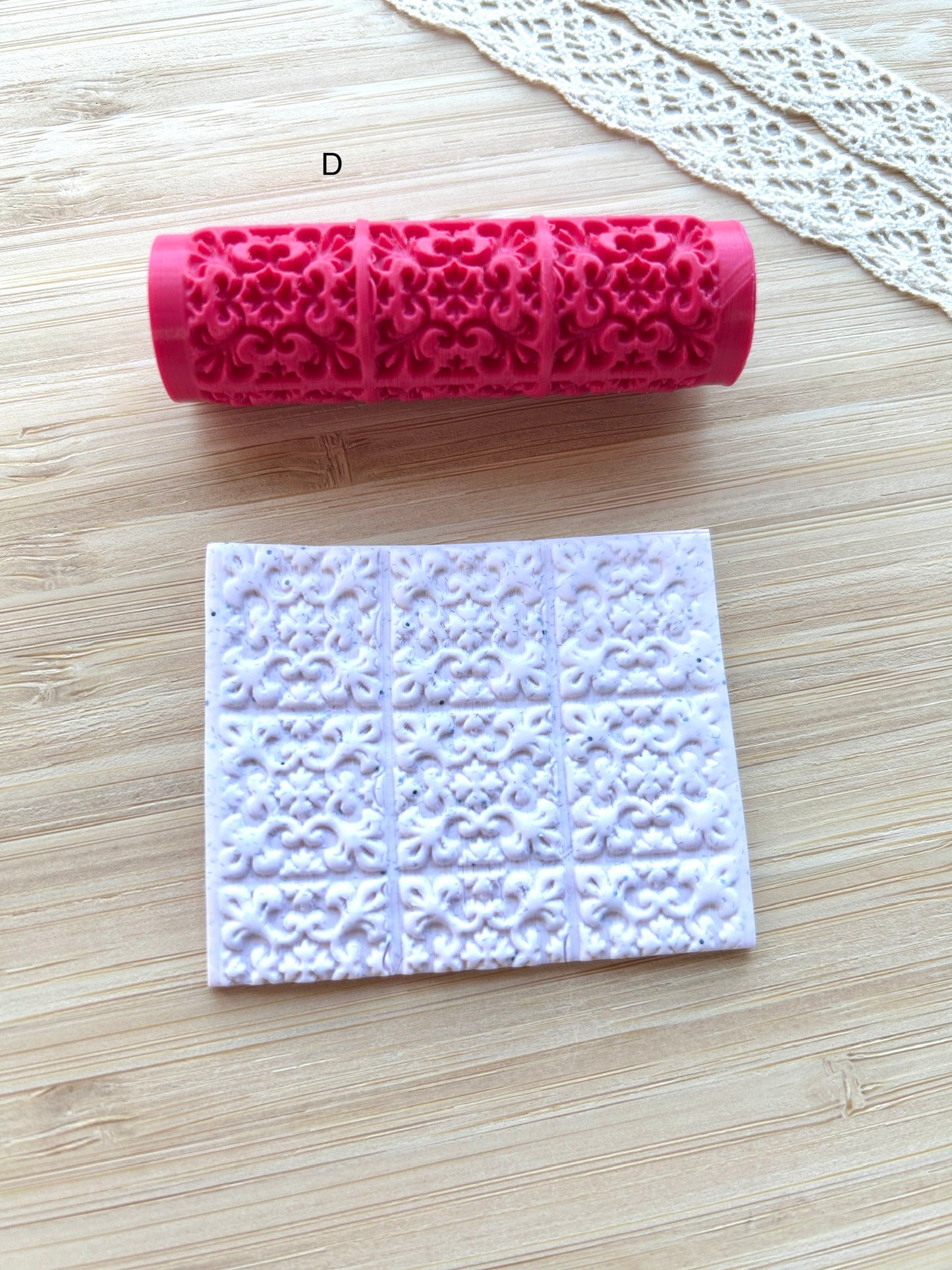 Portuguese tile mini texture roller, Mini pattern roller for polymer clay