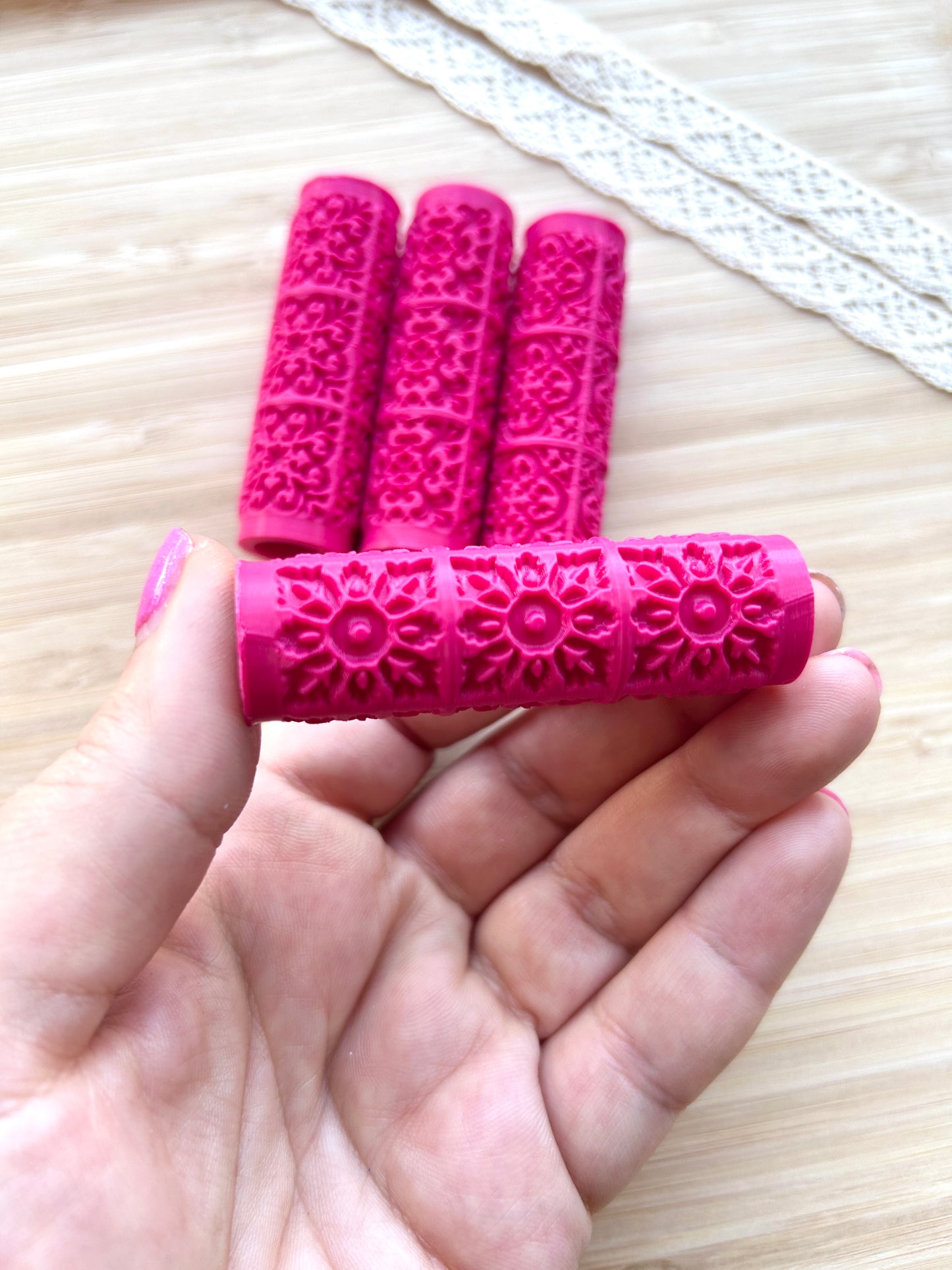 Portuguese tile mini texture roller, Mini pattern roller for polymer clay