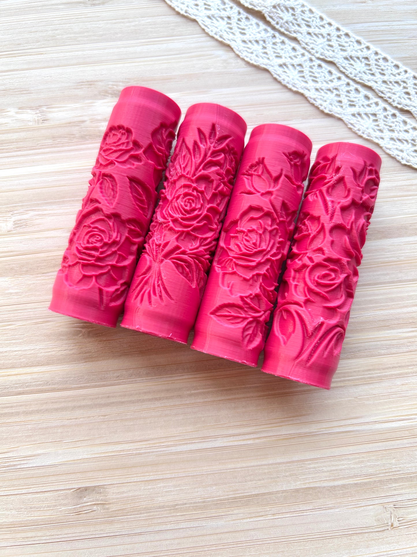 Roses mini texture roller, Mini pattern roller for polymer clay
