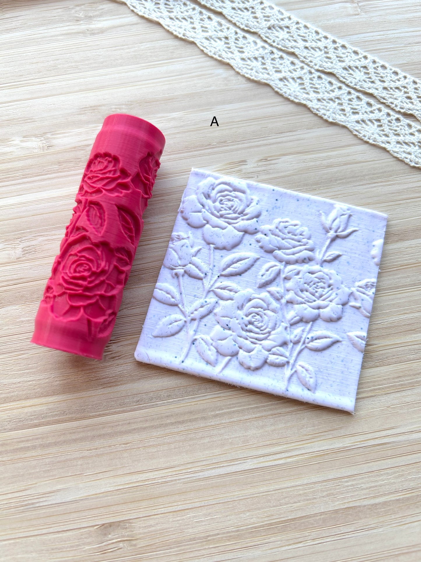 Roses mini texture roller, Mini pattern roller for polymer clay