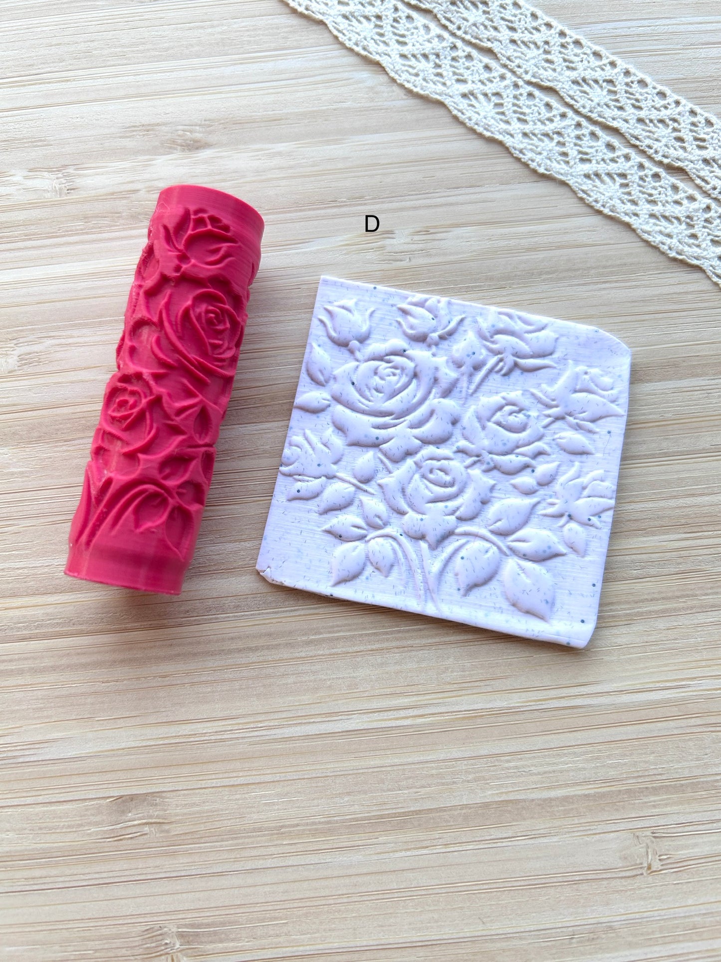 Roses mini texture roller, Mini pattern roller for polymer clay