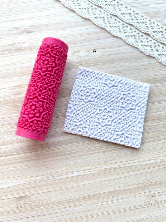 Arabic tile mini texture roller, Mini pattern roller for polymer clay