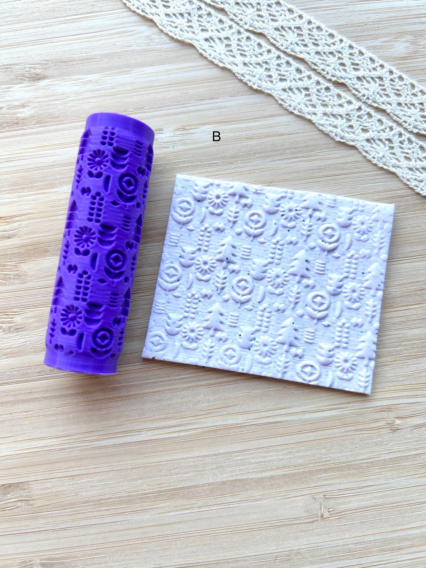 Scandinavian mini texture roller, Mini pattern roller for polymer clay