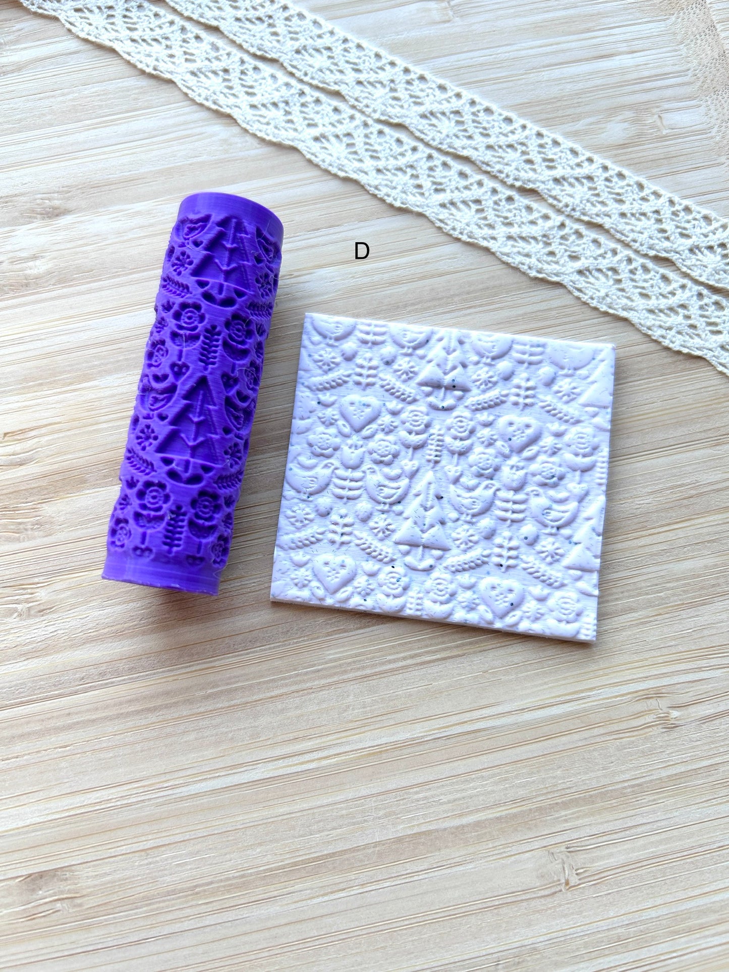 Scandinavian mini texture roller, Mini pattern roller for polymer clay