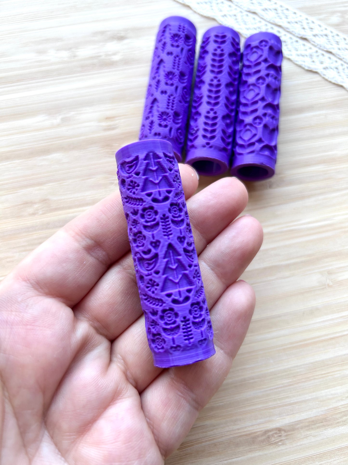 Scandinavian mini texture roller, Mini pattern roller for polymer clay