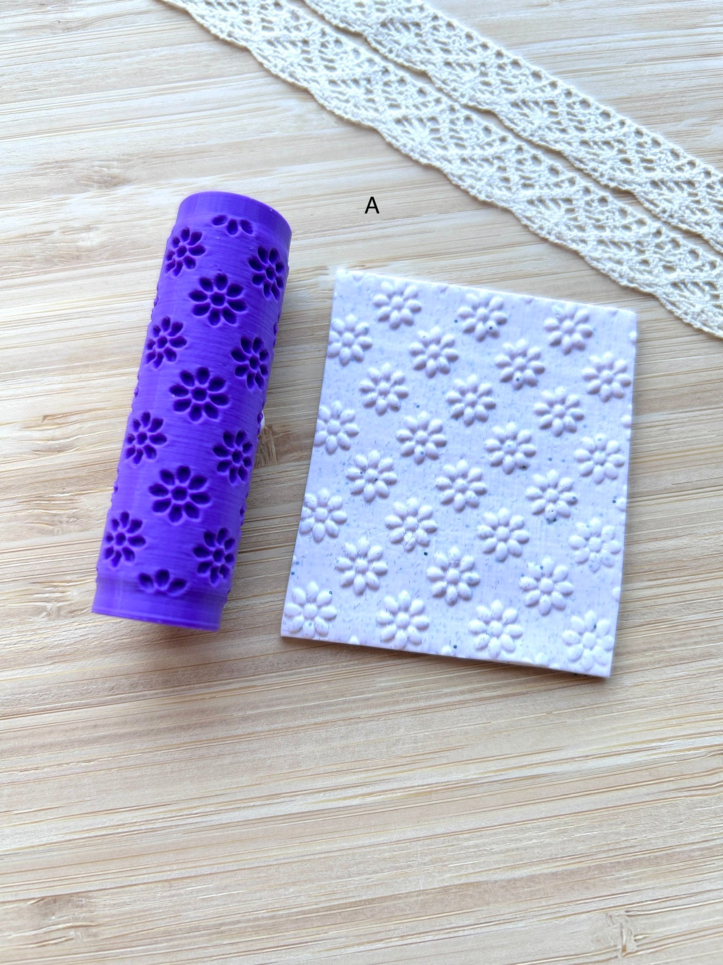 Floral mini texture roller, Mini pattern roller for polymer clay