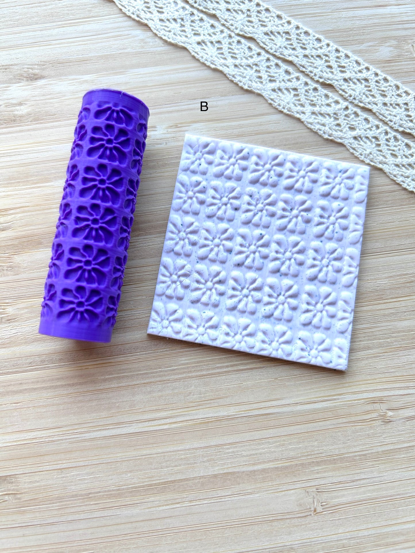 Floral mini texture roller, Mini pattern roller for polymer clay