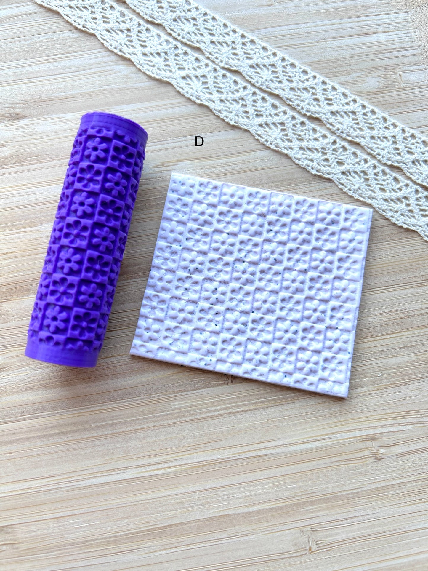 Floral mini texture roller, Mini pattern roller for polymer clay