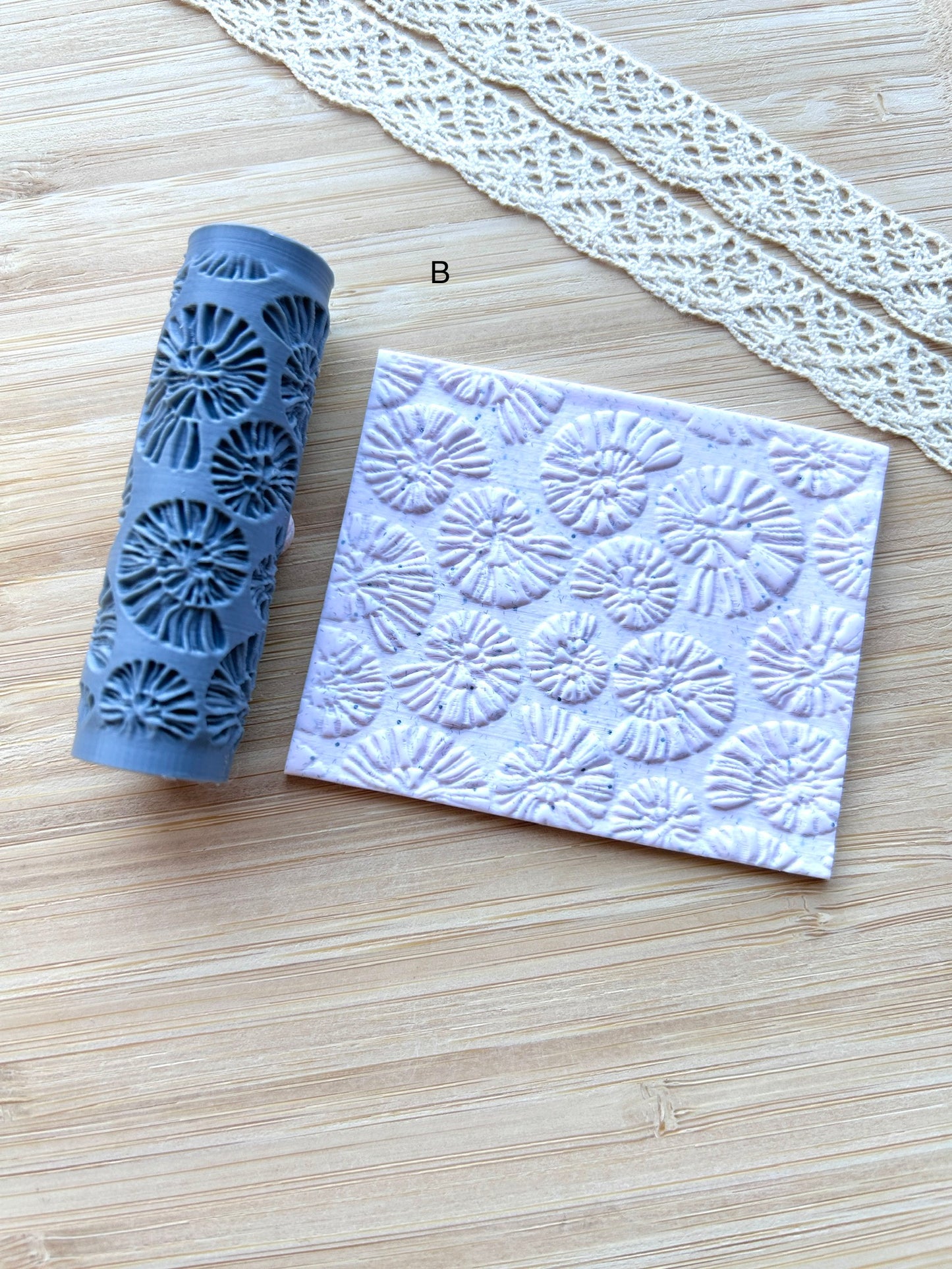 Seashell mini texture roller, Mini pattern roller for polymer clay
