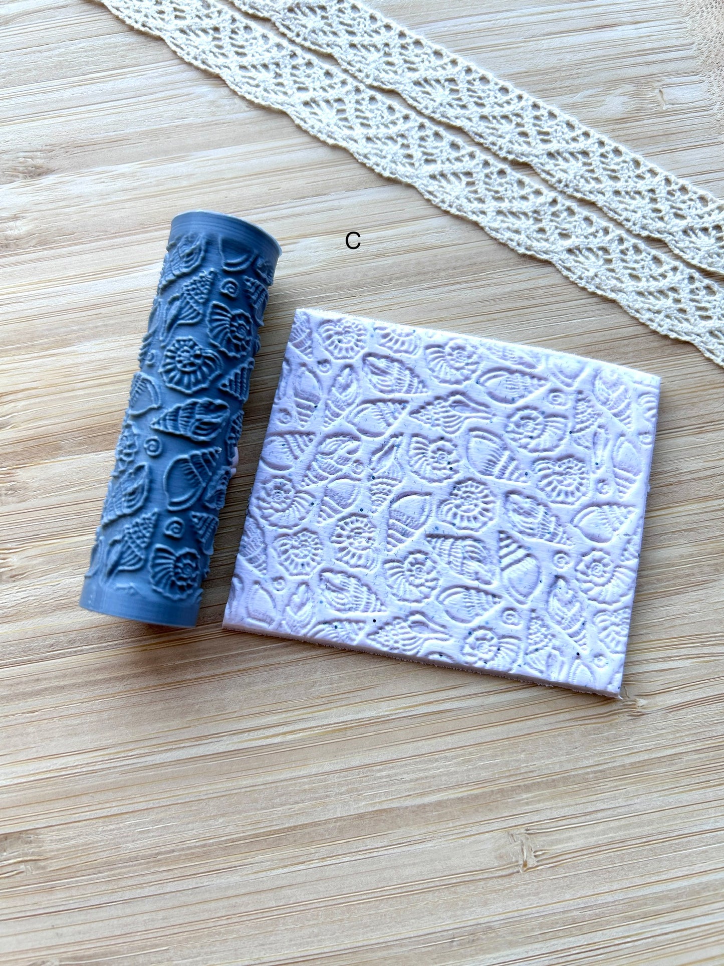 Seashell mini texture roller, Mini pattern roller for polymer clay