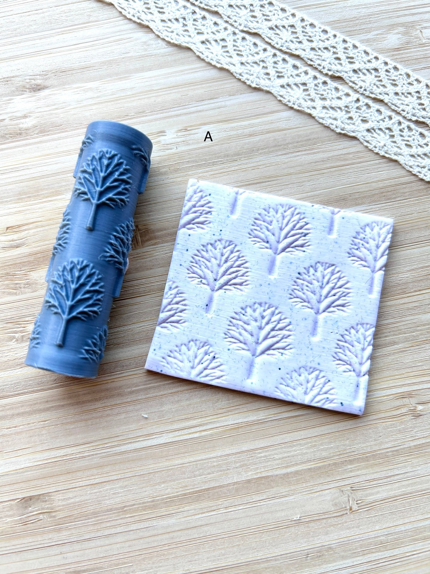 Trees and branches mini texture roller, Mini pattern roller for polymer clay