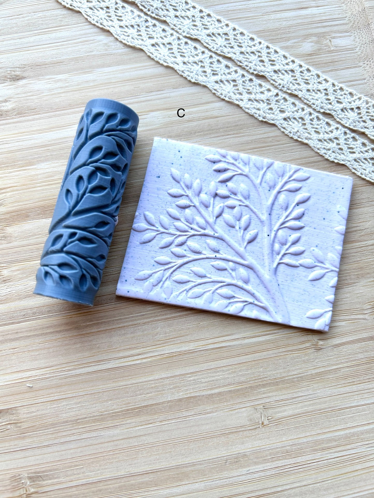 Trees and branches mini texture roller, Mini pattern roller for polymer clay
