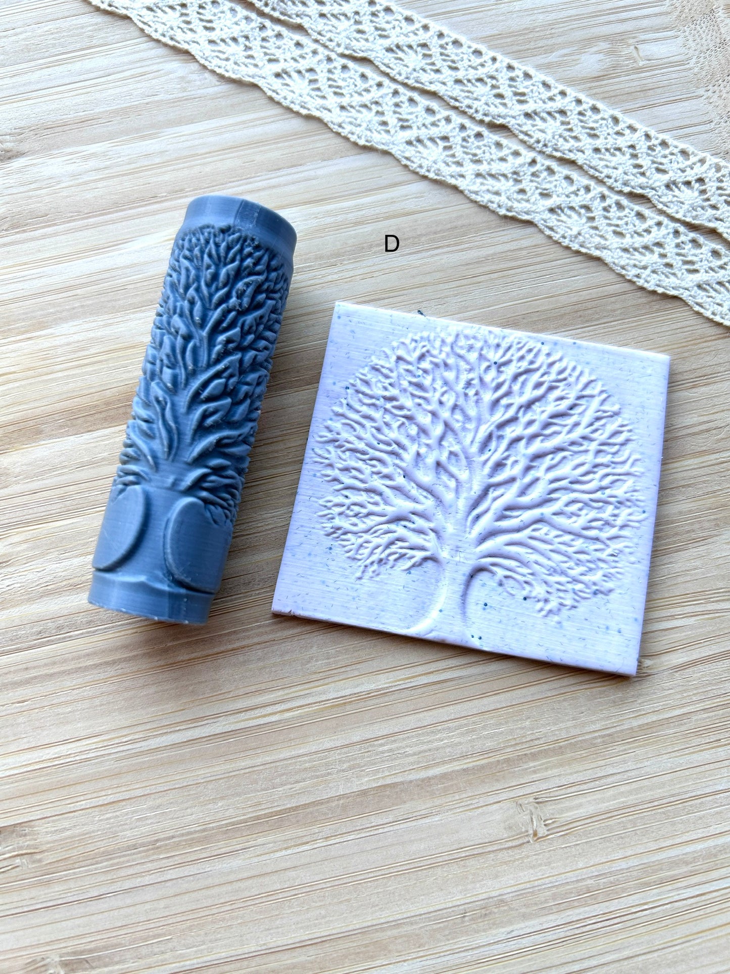 Trees and branches mini texture roller, Mini pattern roller for polymer clay