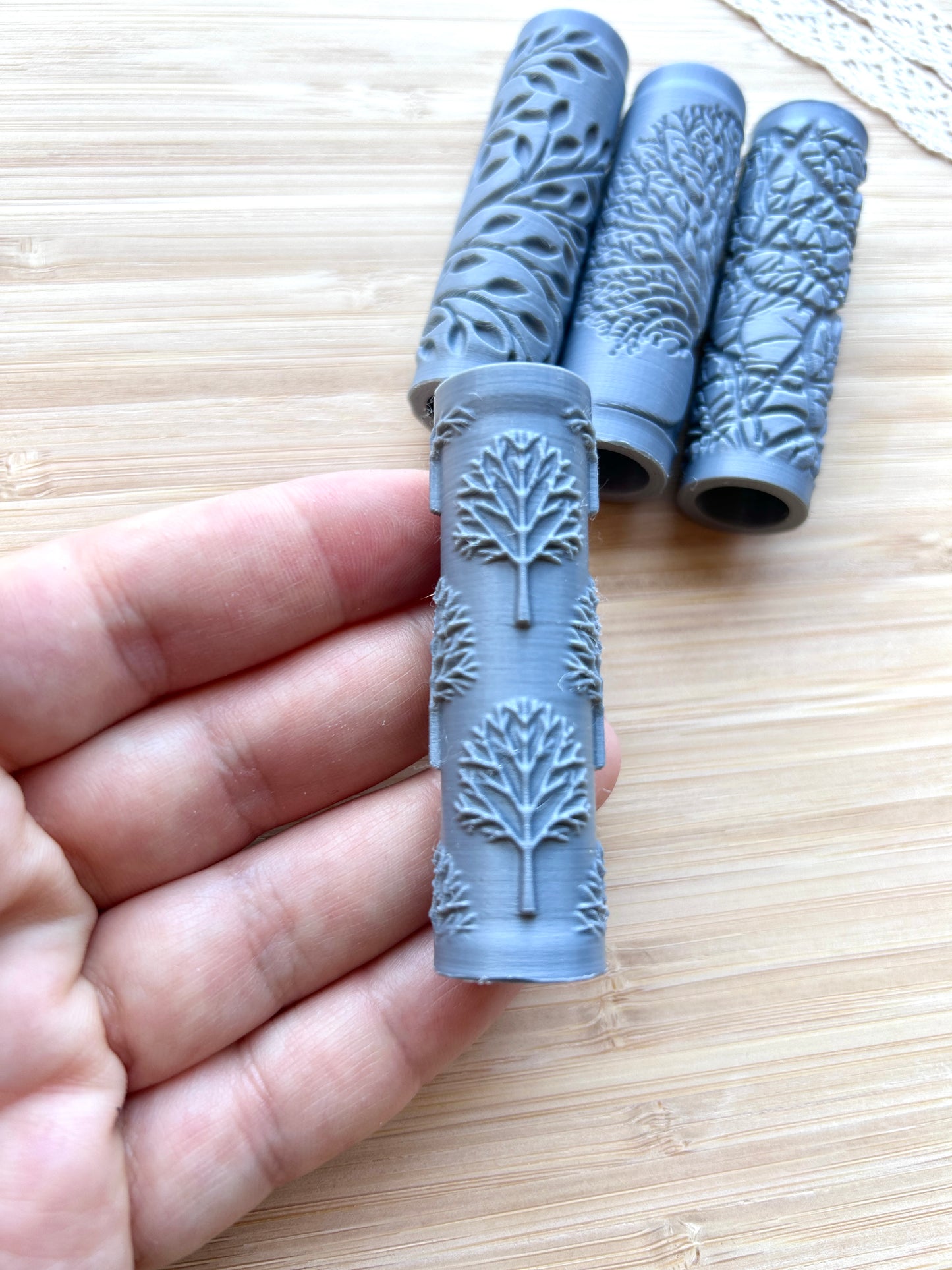 Trees and branches mini texture roller, Mini pattern roller for polymer clay