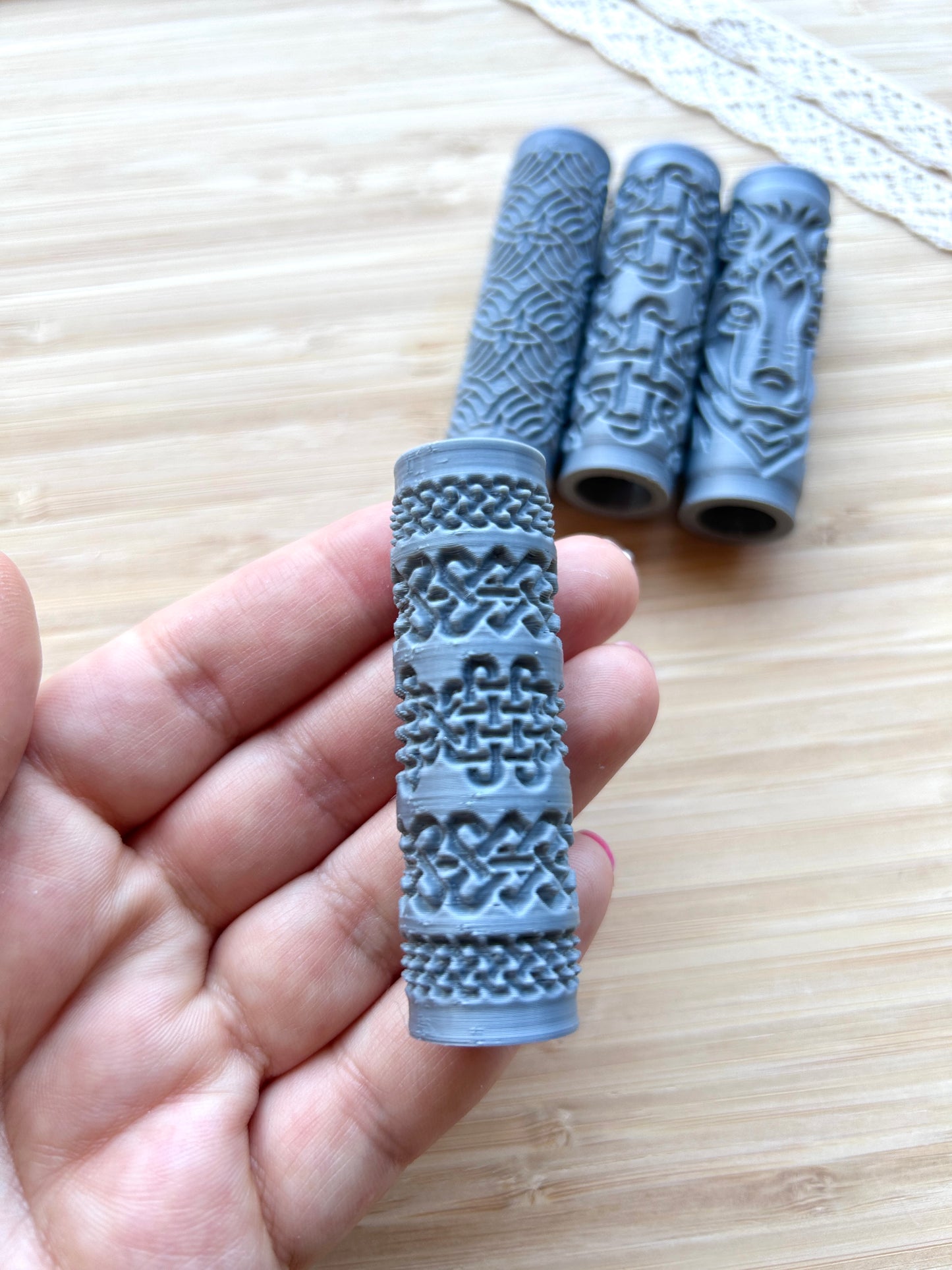 Celtic mini texture roller, Mini pattern roller for polymer clay