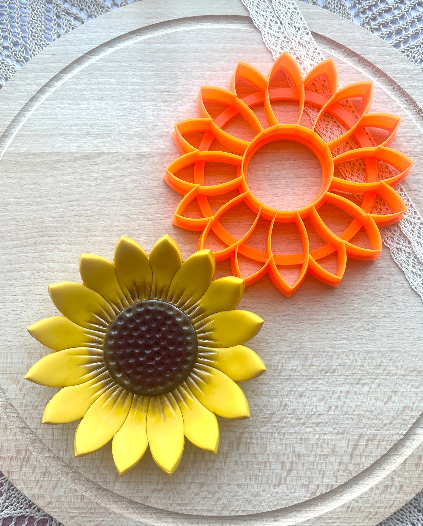 Sunflower trinket dish clay cutter, Polymer clay cutter