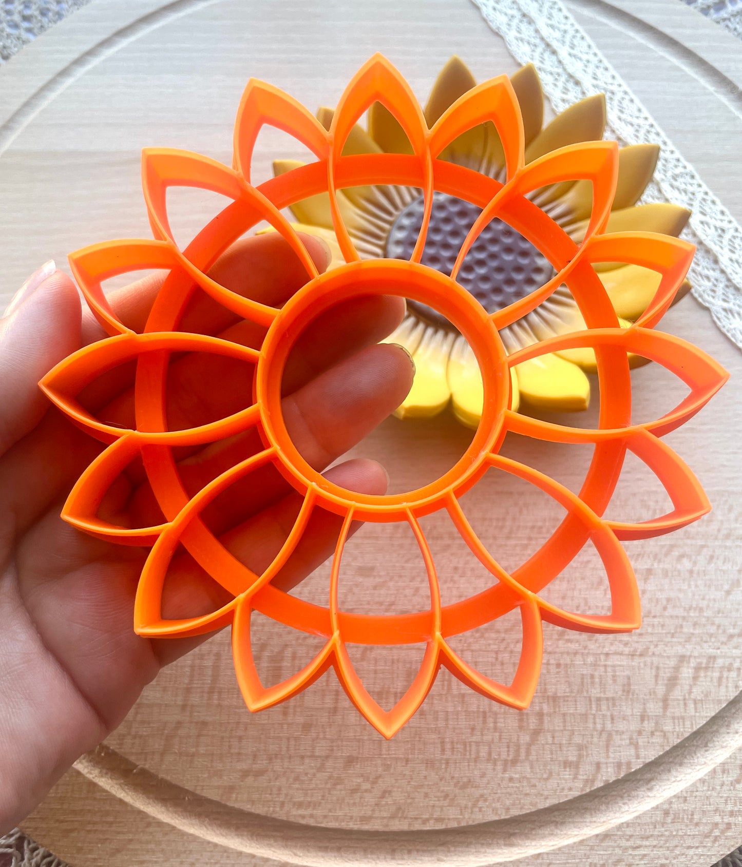 Sunflower trinket dish clay cutter, Polymer clay cutter