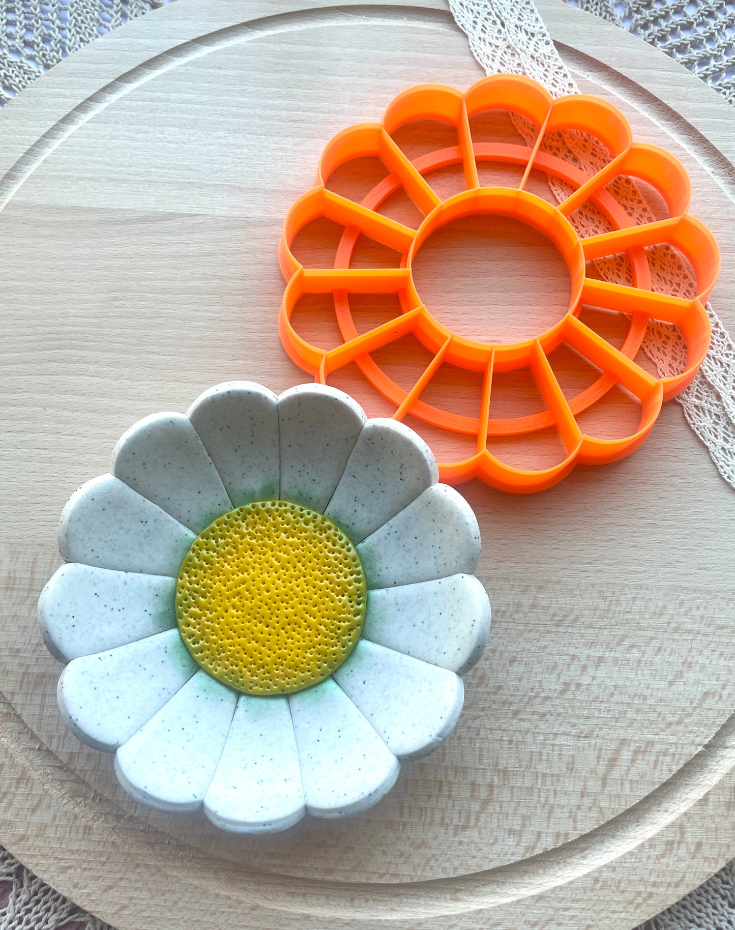 Daisy trinket dish clay cutter, Polymer clay cutter