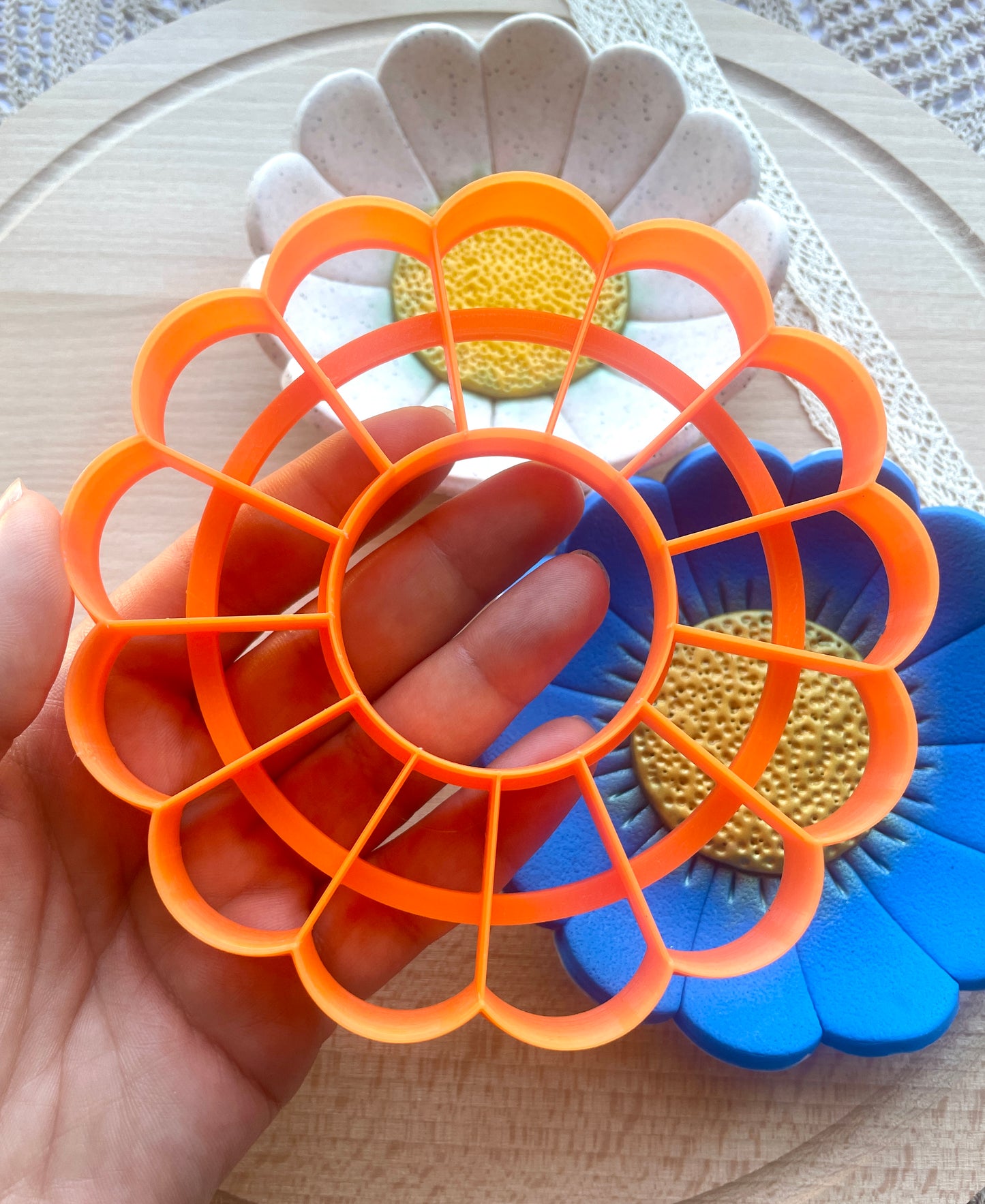 Daisy trinket dish clay cutter, Polymer clay cutter