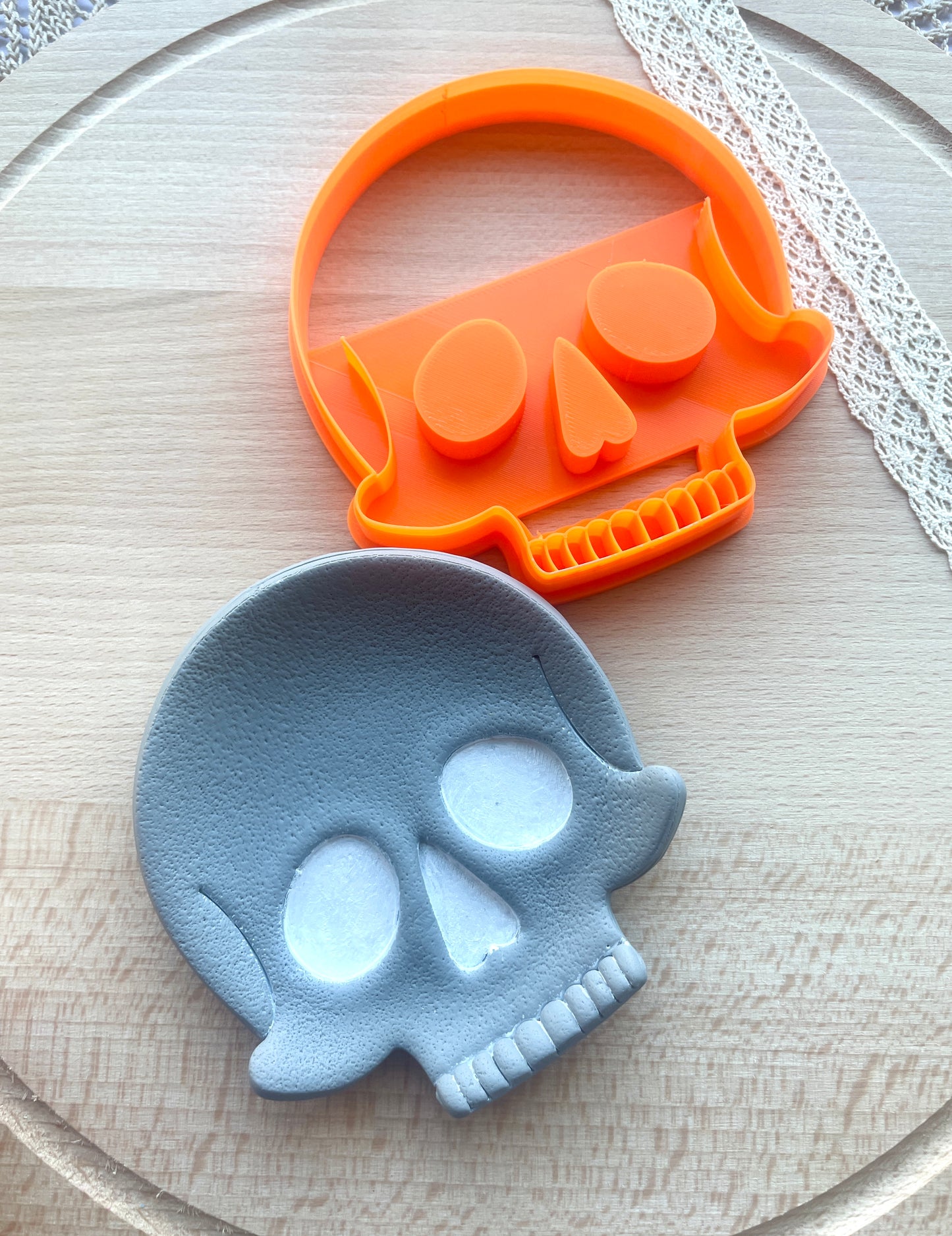 Skull trinket dish cutter, Halloween polymer clay cutter