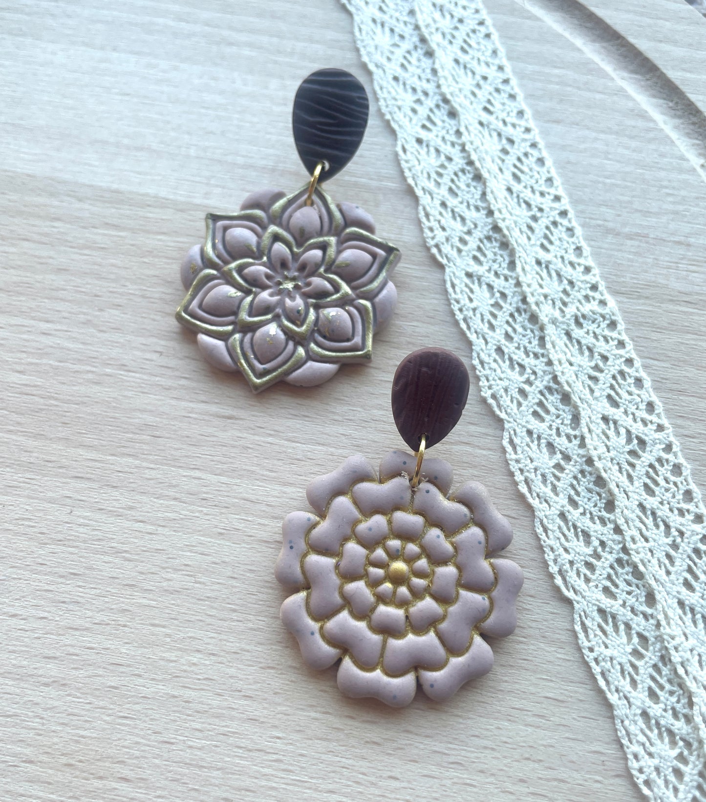 Mandala flower earring clay cutter, Polymer clay cutter