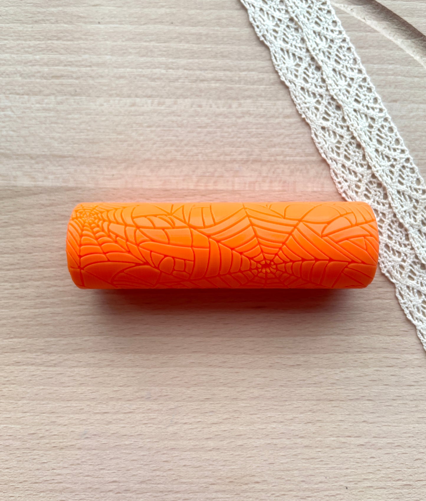 Spiderweb texture roller, Halloween pattern roller for polymer clay