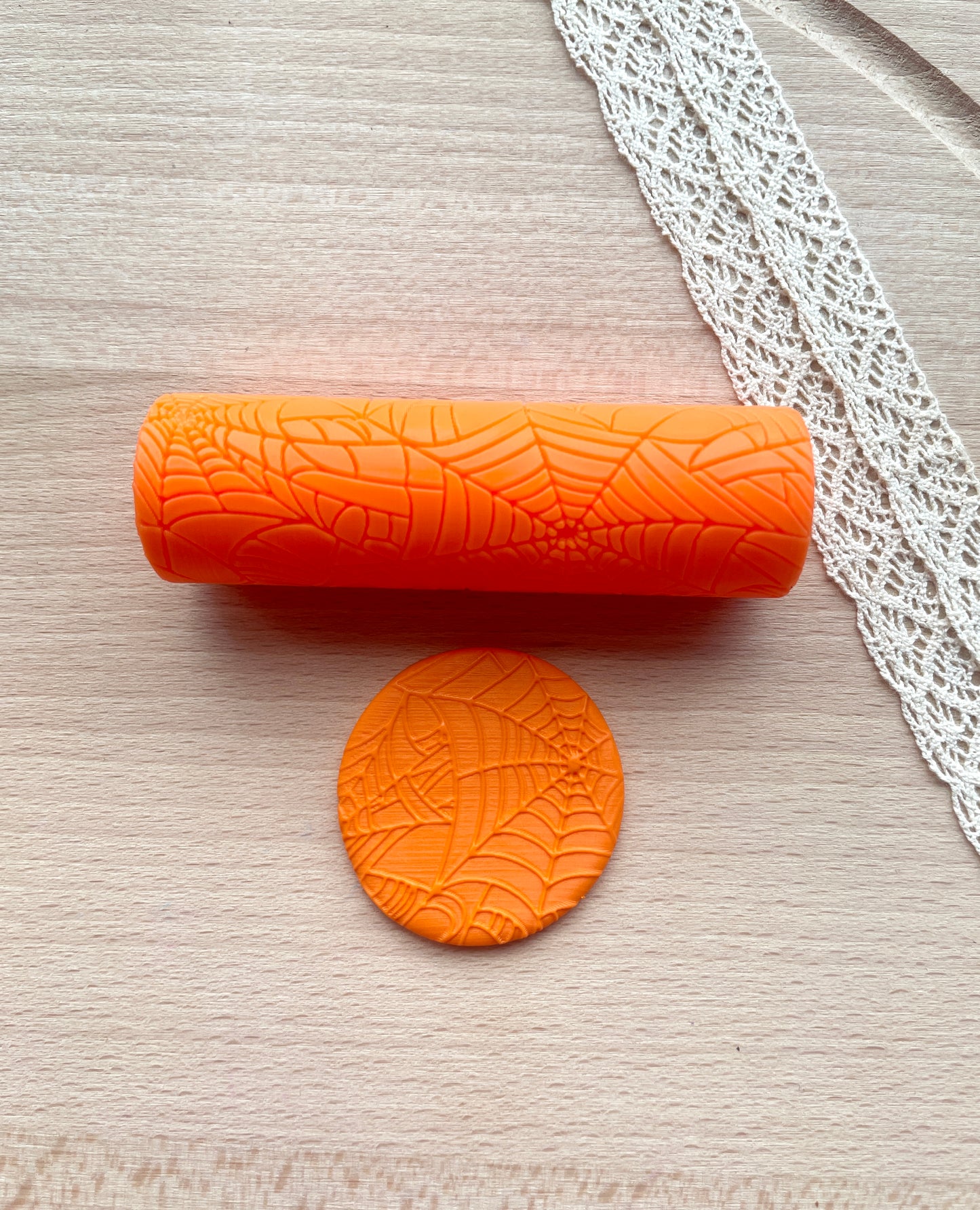 Spiderweb texture roller, Halloween pattern roller for polymer clay