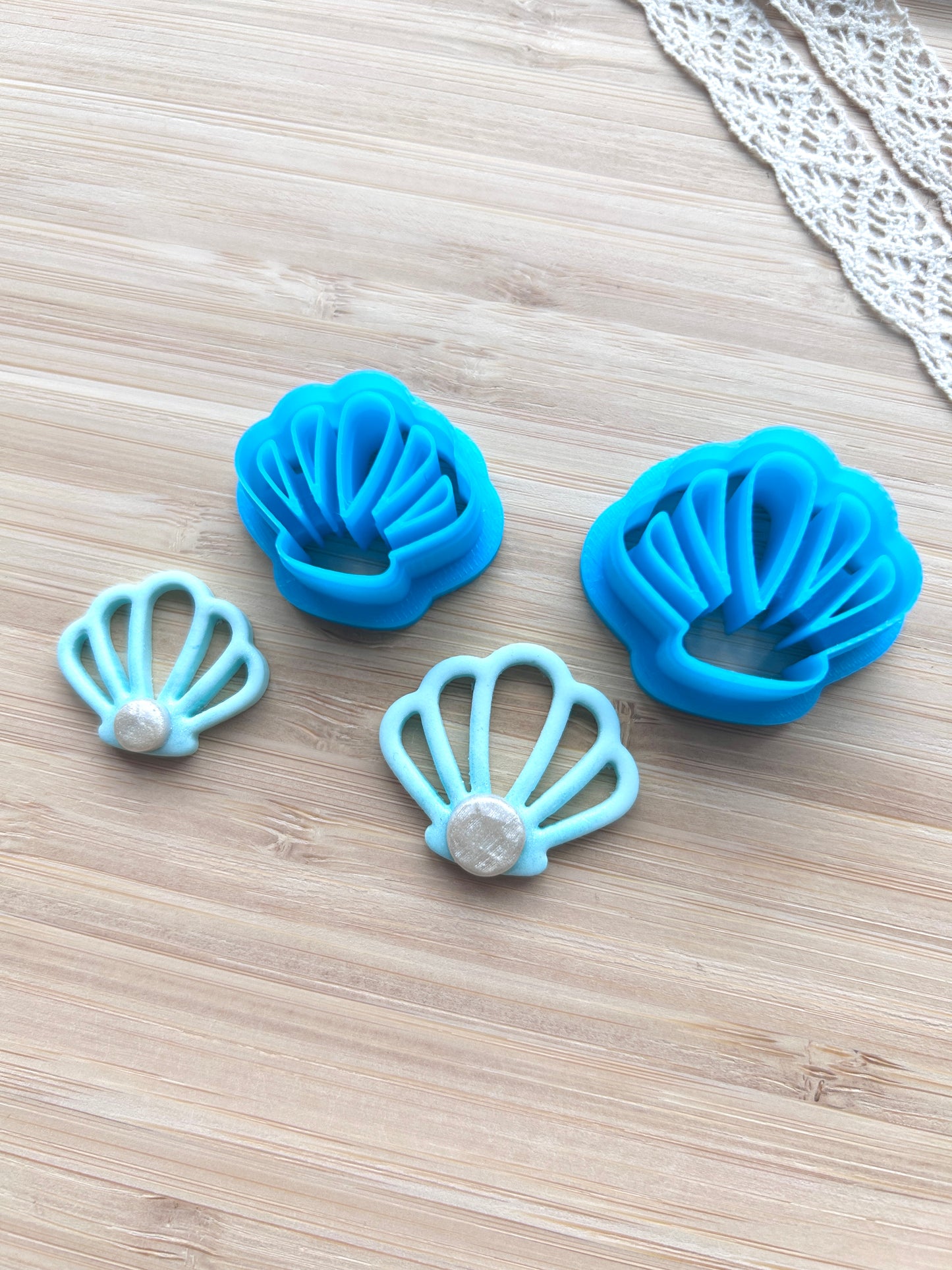 Bordered shell clay cutter, Polymer clay cutter