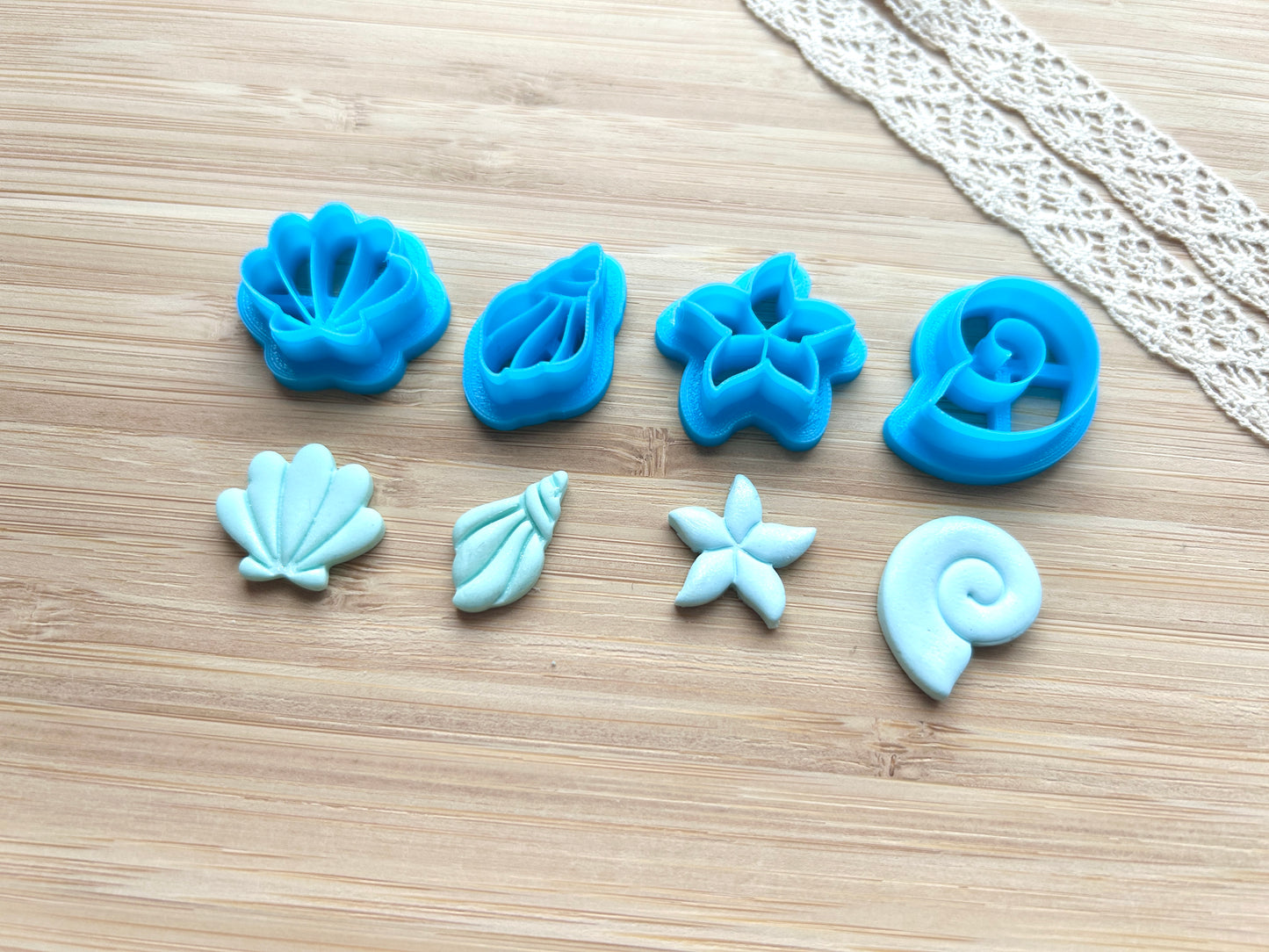 Seashell earring clay cutter set, Polymer clay cutter