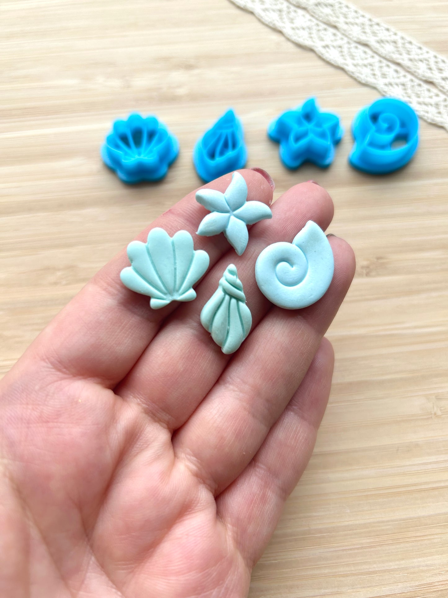 Seashell earring clay cutter set, Polymer clay cutter