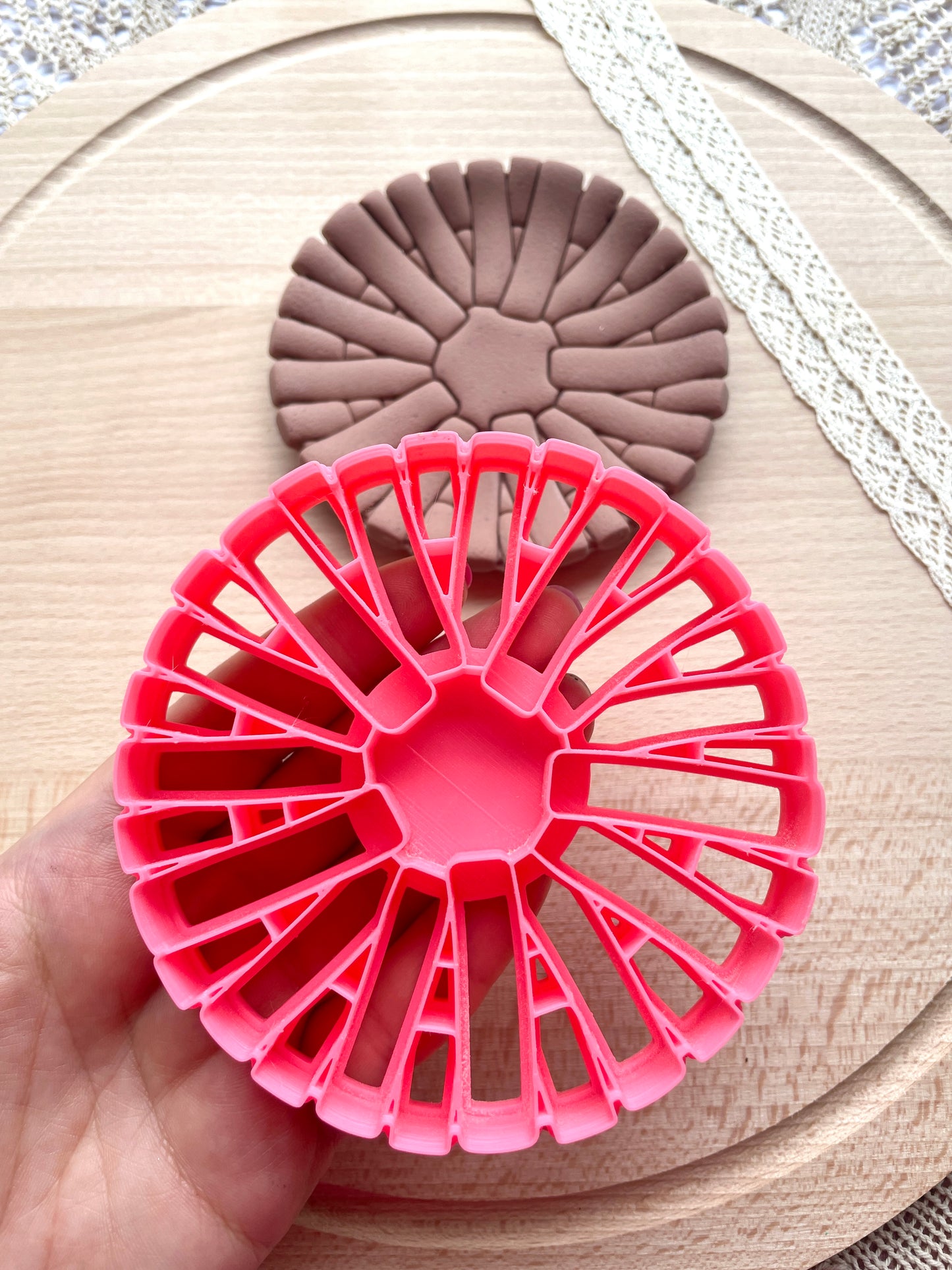 Rattan trinket dish clay cutter, Polymer clay cutter