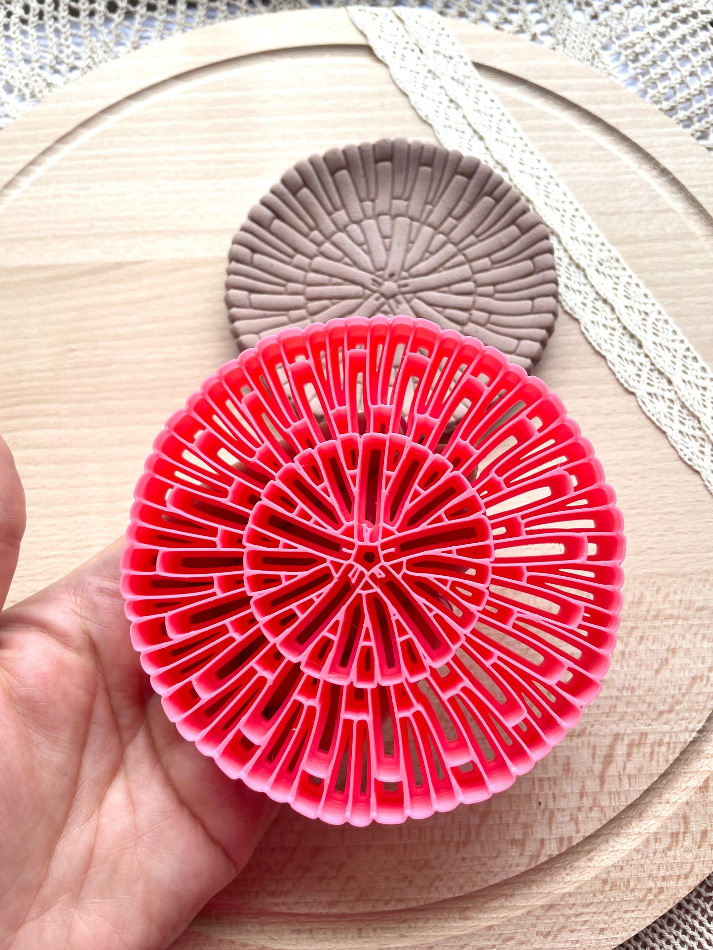 Rattan trinket dish clay cutter, Polymer clay cutter