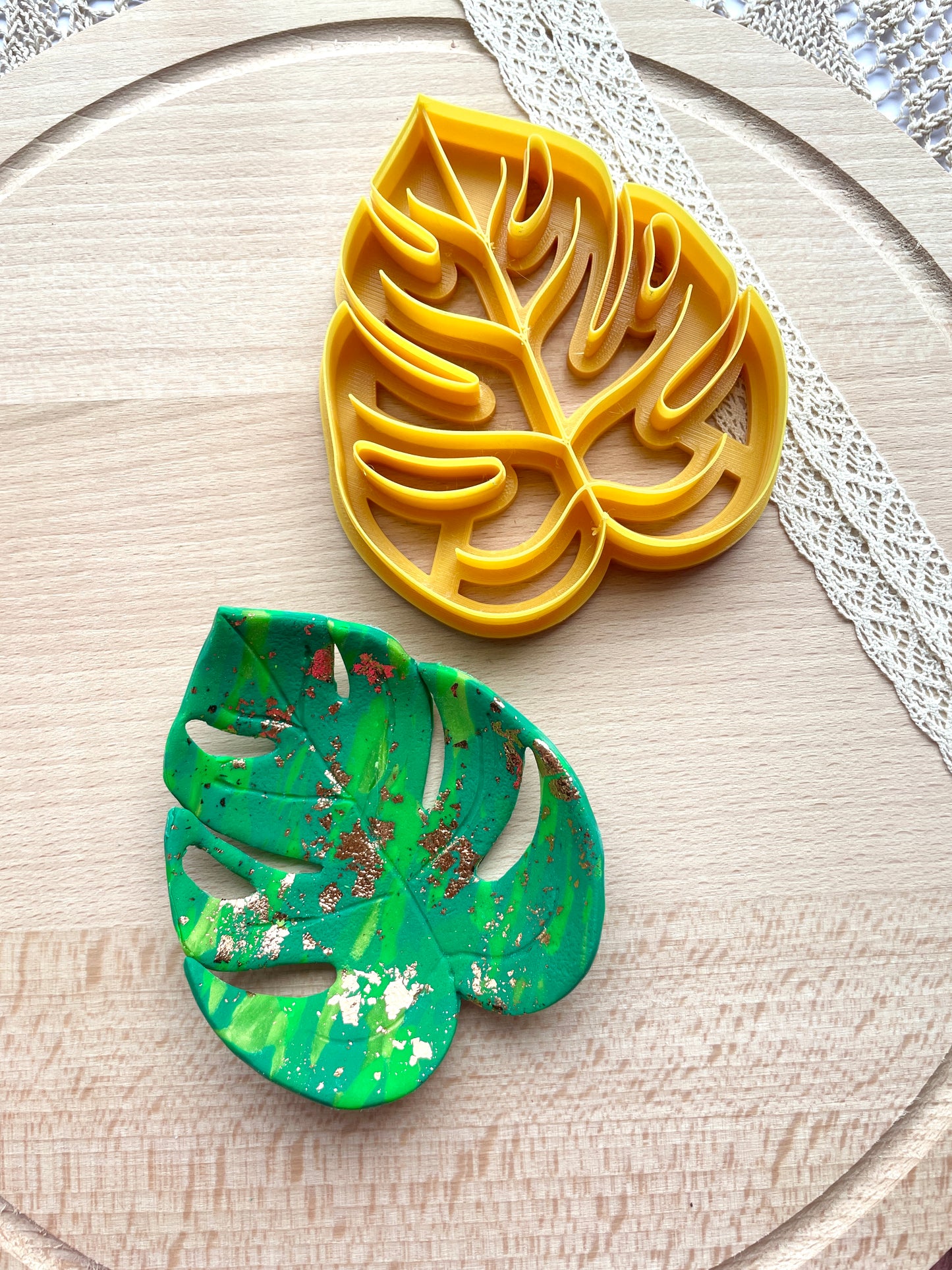 Monstera leaf trinket dish clay cutter, Polymer clay cutter