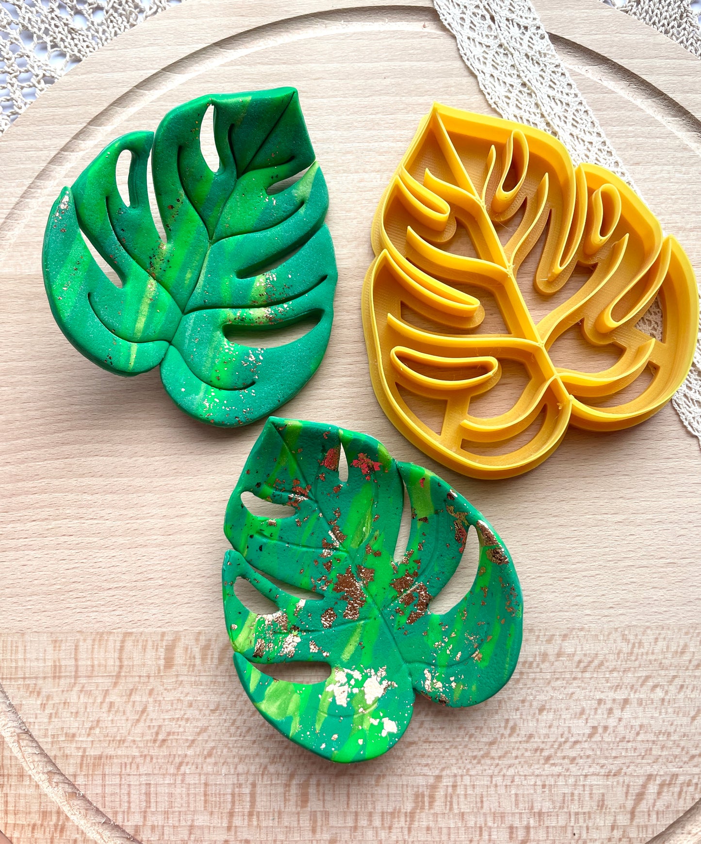 Monstera leaf trinket dish clay cutter, Polymer clay cutter