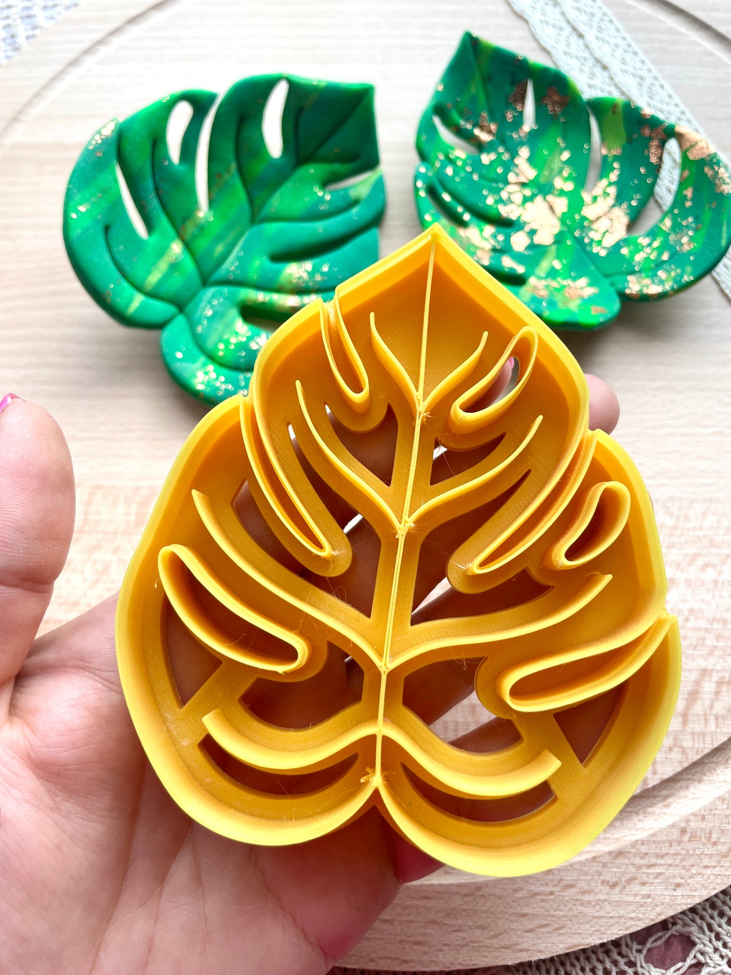 Monstera leaf trinket dish clay cutter, Polymer clay cutter