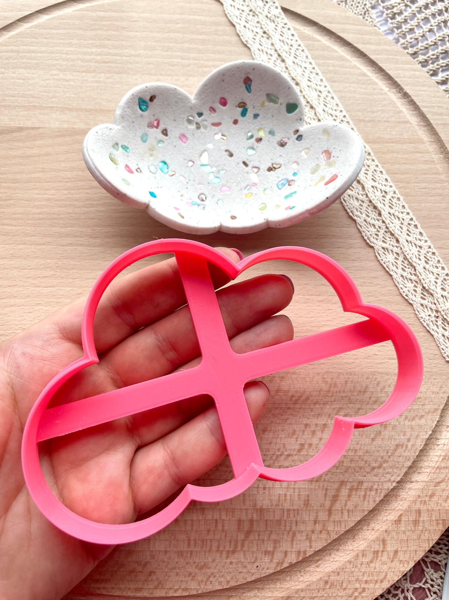 Cloud trinket dish clay cutter, Polymer clay cutter