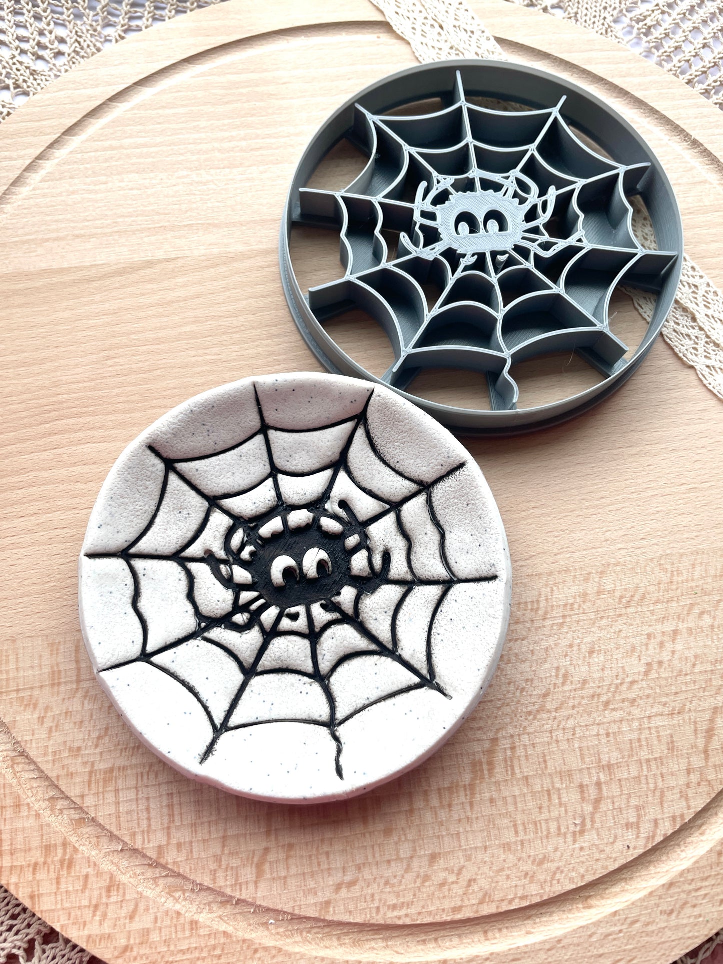 Spider trinket dish clay cutter, Polymer clay cutter, Halloween clay cutter
