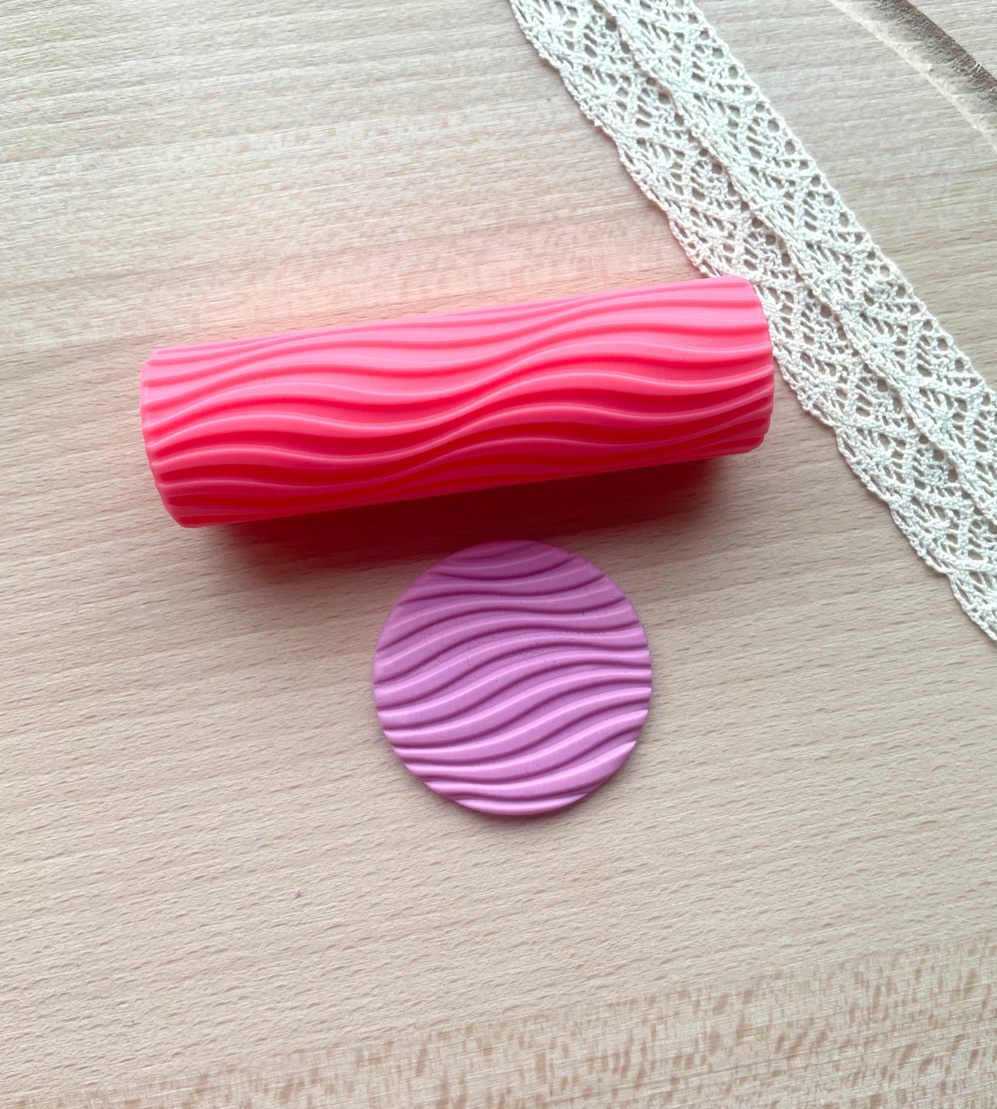 Waves texture roller, Pattern roller for polymer clay