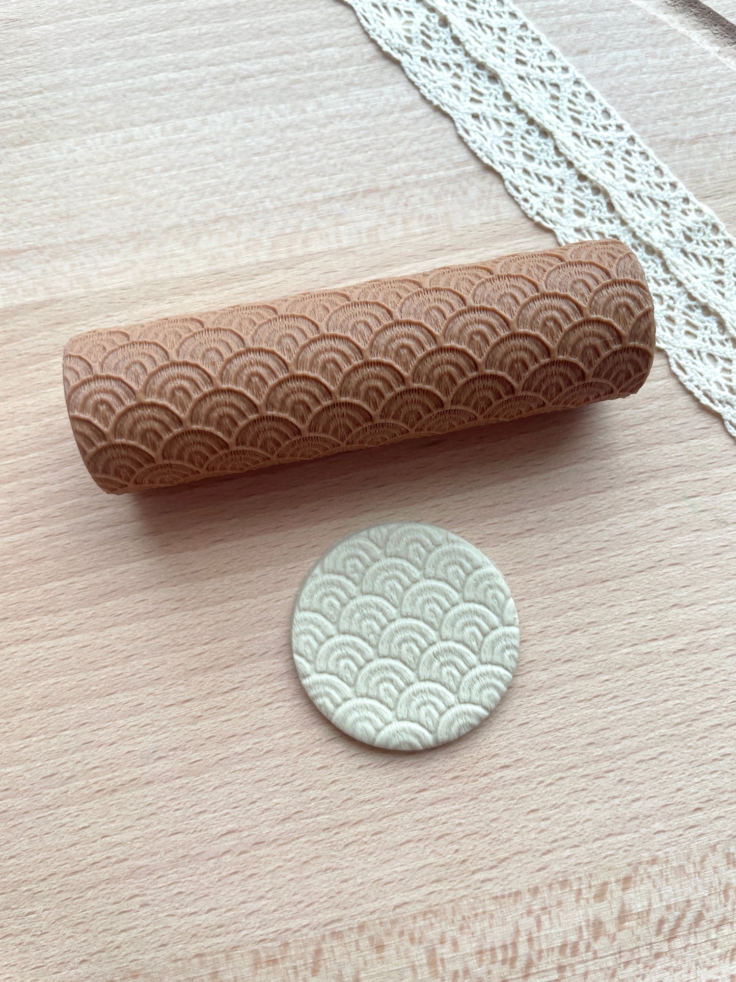 Dotted scales texture roller, Pattern roller for polymer clay