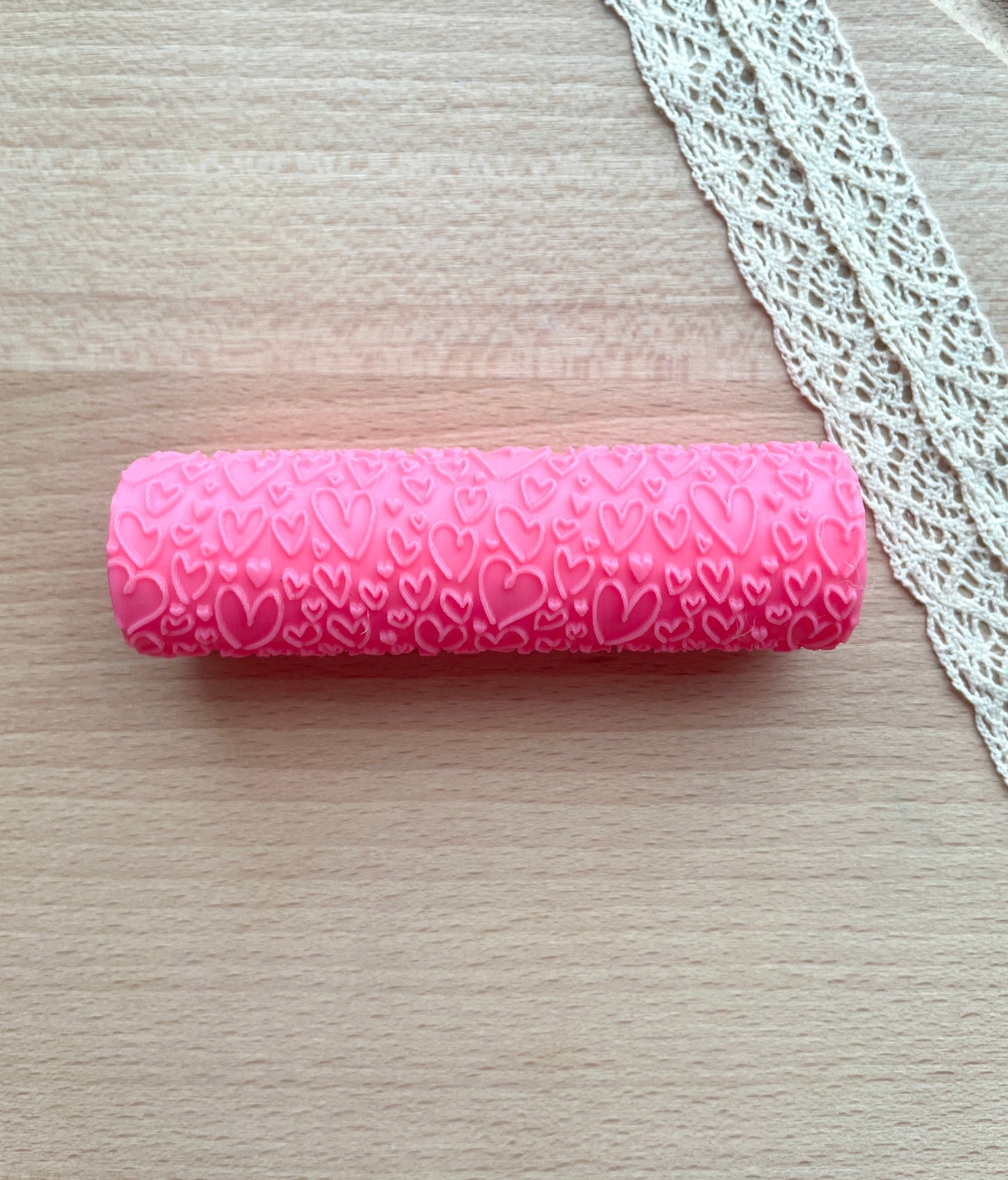 Hearts texture roller, Pattern roller for polymer clay, Valentine's texture roller