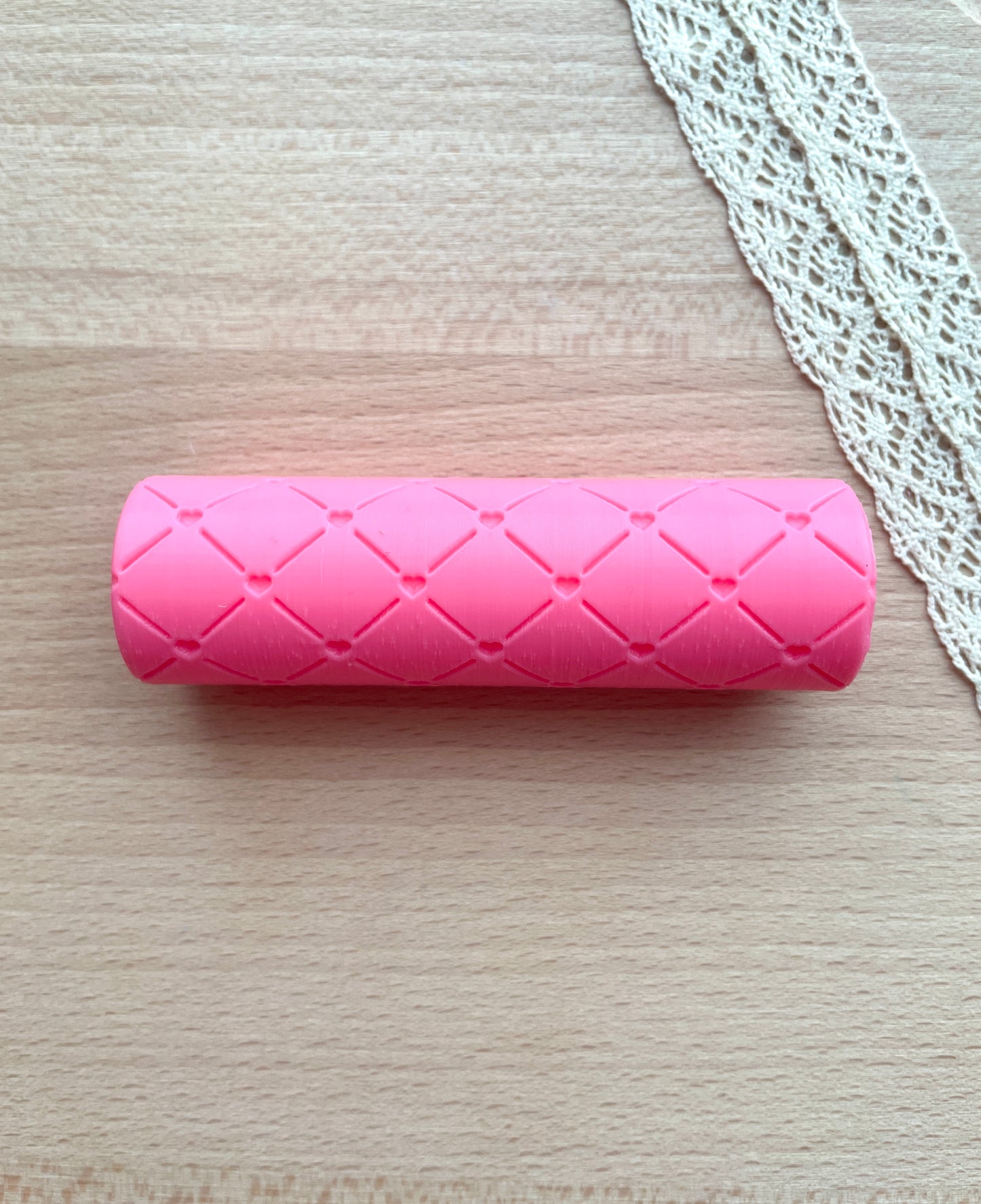 Heart grid texture roller, Pattern roller for polymer clay, Valentine's texture roller
